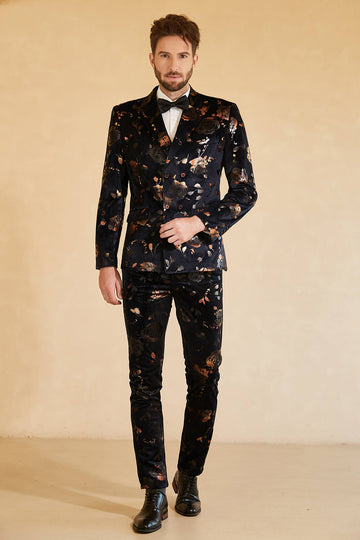Notched Lapel Double Breasted Black Men's Wedding Suit
